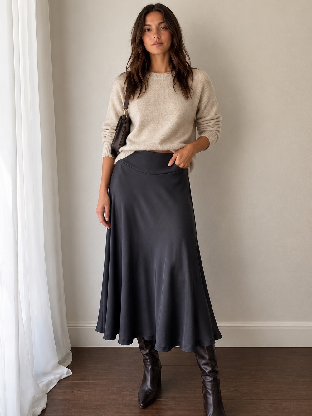 Peserico Italy Navy Blue Midi Skirt Size 48